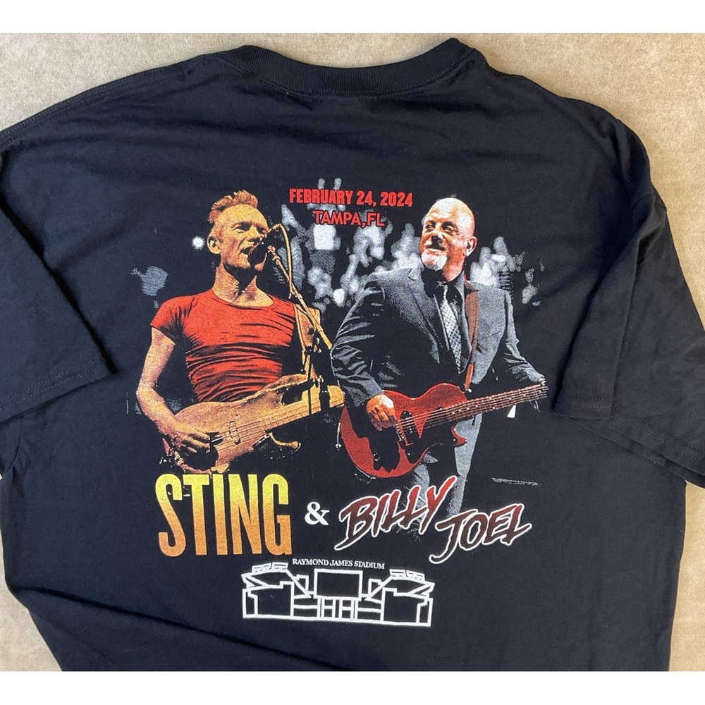 Billy Joel x Sting‎ Mens 2XL One Night Only 2024 Tampa Concert Tour Graphic Tee
